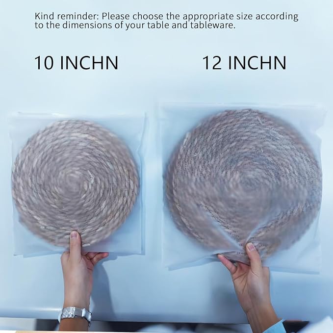 Mini Rattan Woven Placemats Set of 8, 10 Inch Natural Jute Braided Farmhouse Table Mats Small Tableware or Room Decoration Please Choose Carefully