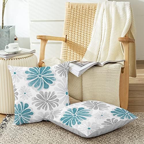 CaliTime Decorative Couch Throw Pillow Covers, 20 X 20 Inches, Teal