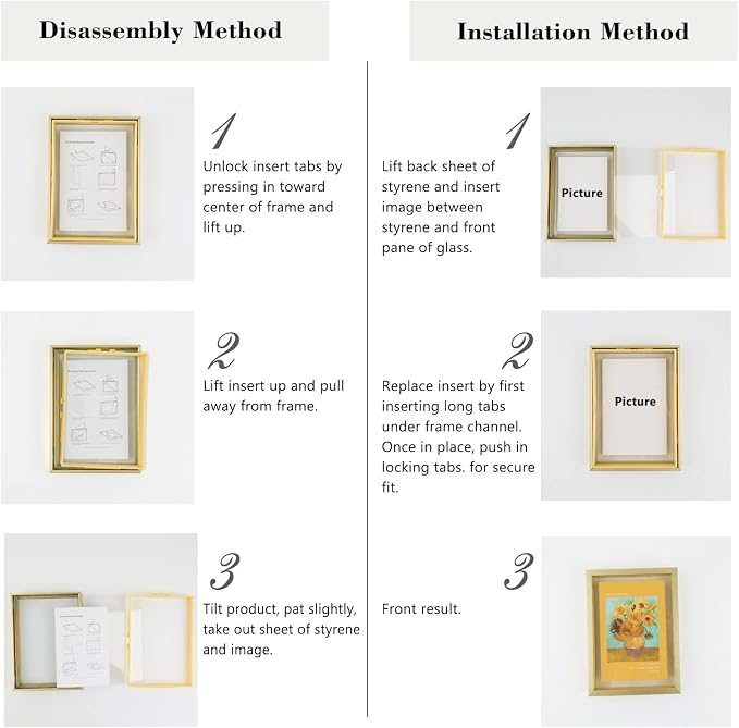 Golden State Art 7 Pack Aluminum Floating Frames Included 5x7 8x10 11x14 | Bronze, One 11x14 Two 8x10 Four 5x7 Frames, Wall Mount Display, Fit for Pictures, Pressed Flowers Any Size up to Frame Size