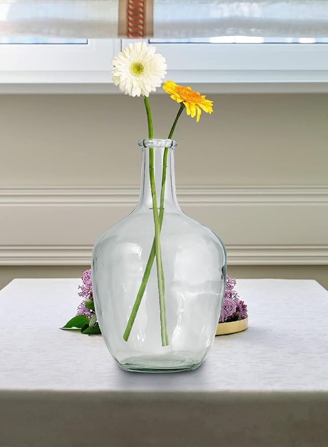 Serene Spaces Living Clear/Brown Tall Vase, Bottle Glass Vase, Elegant Home Decor for Fresh or Dried Flowers, Perfect for Living Rooms, Dining Areas, and Centerpieces (Extra Small, Set of 6 - Clear)