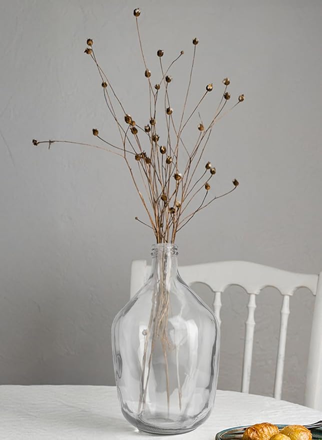 Serene Spaces Living Clear/Brown Tall Vase, Bottle Glass Vase, Elegant Home Decor for Fresh or Dried Flowers, Perfect for Living Rooms, Dining Areas, and Centerpieces (Large - Pack of 1)