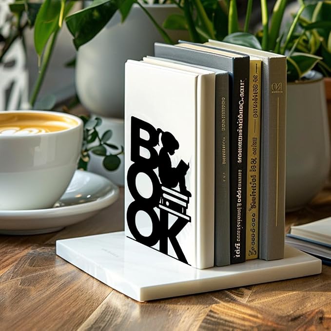 Peacoblue 5.3"x4.3"x7.9" Metal Bookends, Heavy Duty Book Ends for Shelves