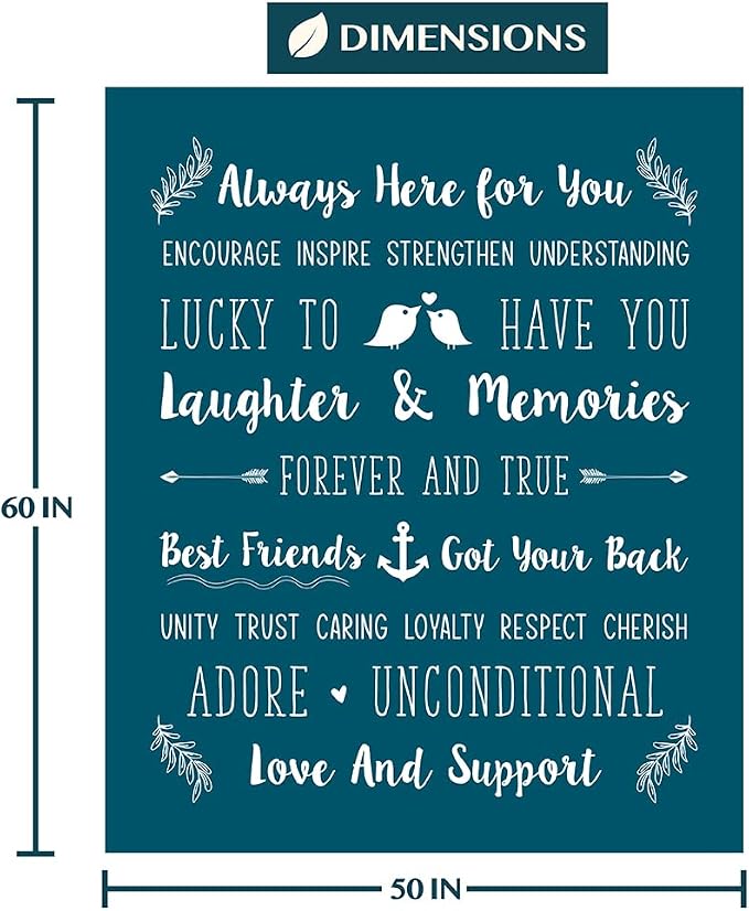 PAVILIA Best Friend Blanket - Friendship Gifts for Women, Soul Sister & Long Distance Bestie Gift, Soft Cozy Fleece Throw with Sentimental Quotes, BFF Birthday Gift Idea, Teal Sea Blue