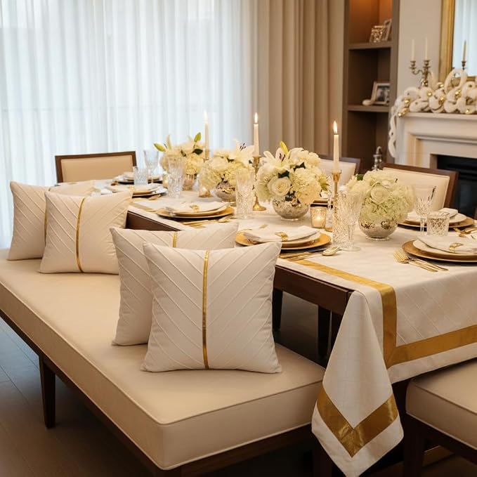 Velvet Throw Pillow Covers 26x26 inch Pack of 2 Gold Decor White