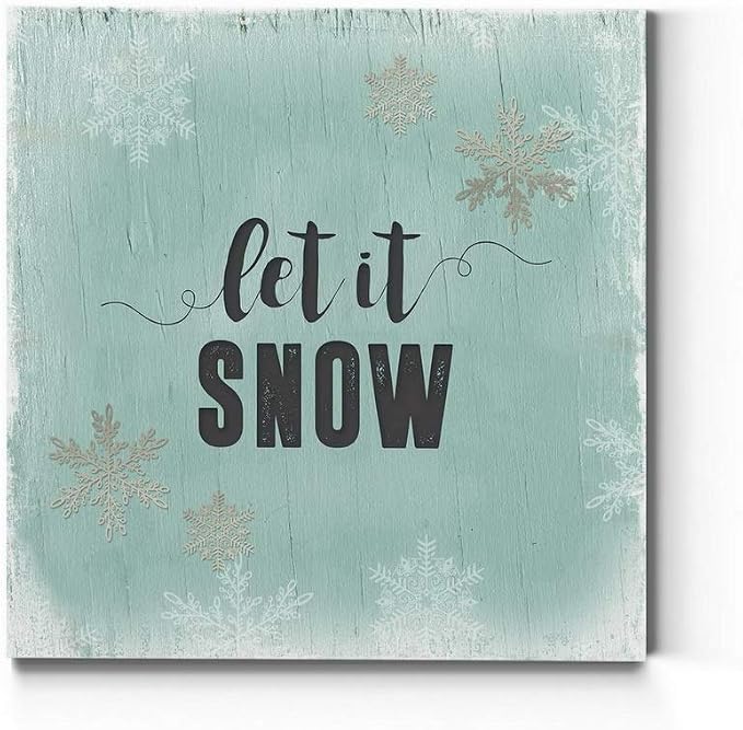Renditions Gallery Xmas Artwork Prints for Home Decor Let it Snow on Christmas Canvas Wall Hanging Art for Bedroom Living Room & Kitchen Decorations - 16"X16" LT05