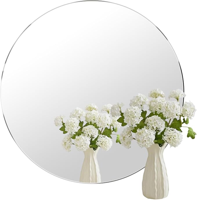 20'' Glass Round Mirror for Wall Decor, 2mm Circle Bathroom Mirror | Wall Mounted Circular Mirror Tile for Bathroom, Living Room, Vanity, Bedroom, Entryway, Over Sink, Hallway, Home Decor