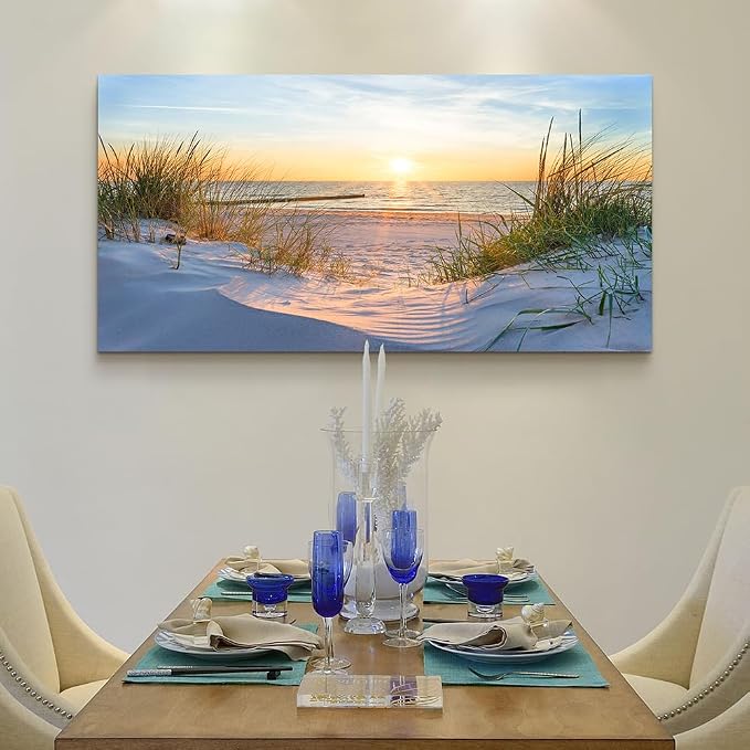 Wapluam Wall Art For Living Room Large Canvas Wall Decor For Bedroom Modern Fashion Office Decorations Ocean Beach Wall Paintings Blue Sea Landscape Pictures Prints Artwork Home Decor mural