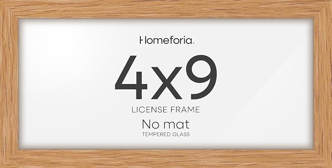 Homeforia 4x9 Natural Oak Business License Frame, High-End Wood, Glass