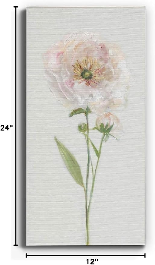 Renditions Gallery Canvas Floral Wall Art Modern Decorations Paintings Single Stem Peony Glam Romantic Artwork Canvas Wall Hanging for Bedroom Office Kitchen Prints - 12"x24" LT43