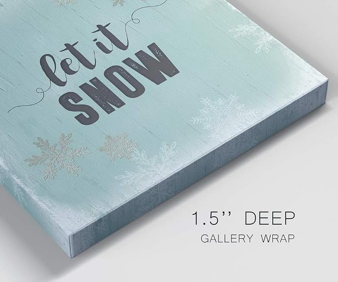 Renditions Gallery Xmas Artwork Prints for Home Decor Let it Snow on Christmas Canvas Wall Hanging Art for Bedroom Living Room & Kitchen Decorations - 10"X10" LT05