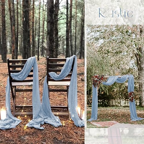 10 Pack Dusty Blue Table Runner 10Ft Cheesecloth Table Runner Boho Gauze Cheese Cloth Table Runners Romantic Long Sheer Fabric Table Runners for Wedding Party Bridal Shower