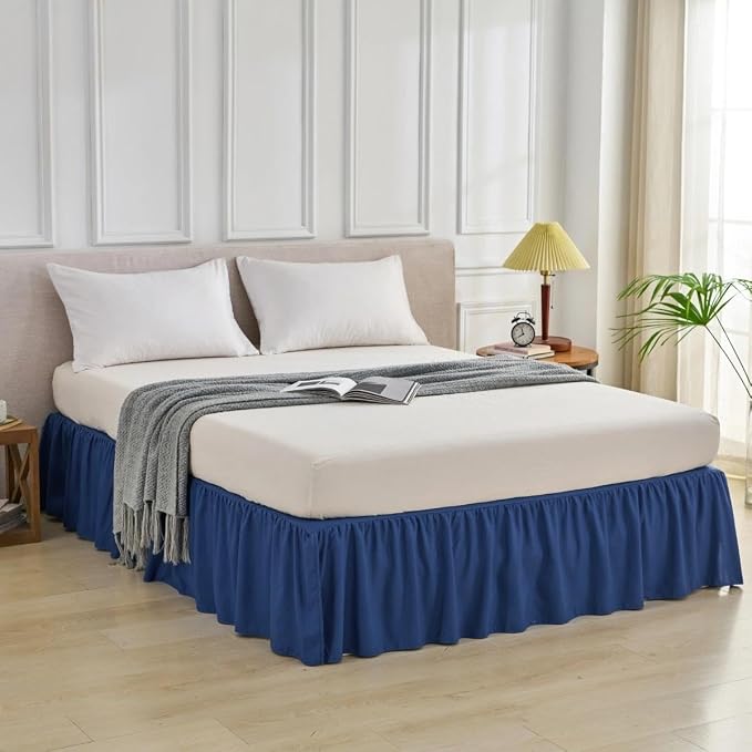 Bed Skirt Full Size Ruffled Bed Skirt, 18'' Full Dust Ruffle Bed Skirts | With Split Corners, Dust Ruffle with Platform, Microfiber, Breathable, Soft, Easy Fit, Navy Blue