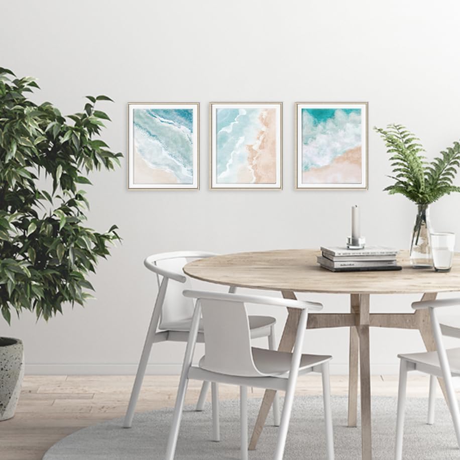 DREAM BIG PRINTABLES Pastel Beach Waves (Set of 3) - 11x14 Art Prints (Unframed) | Pastel Beach Waves Trio | Tranquil Ocean Vibes for Home Decor | Living Room Decor | Bedroom Decor