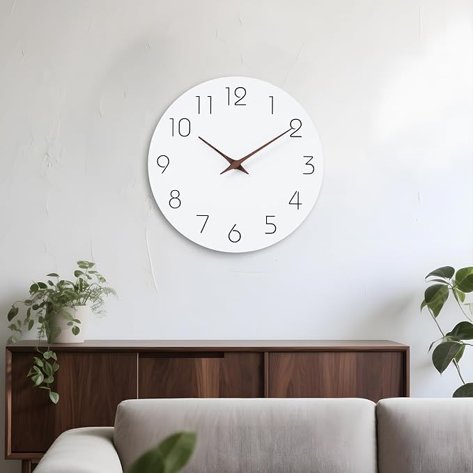 Mosewa Wall Clock Battery Operated 16" Silent Non-Ticking Simple Minimalist | Analog Kitchen Home Bathroom Living Room Bedroom Office Mordern Simple