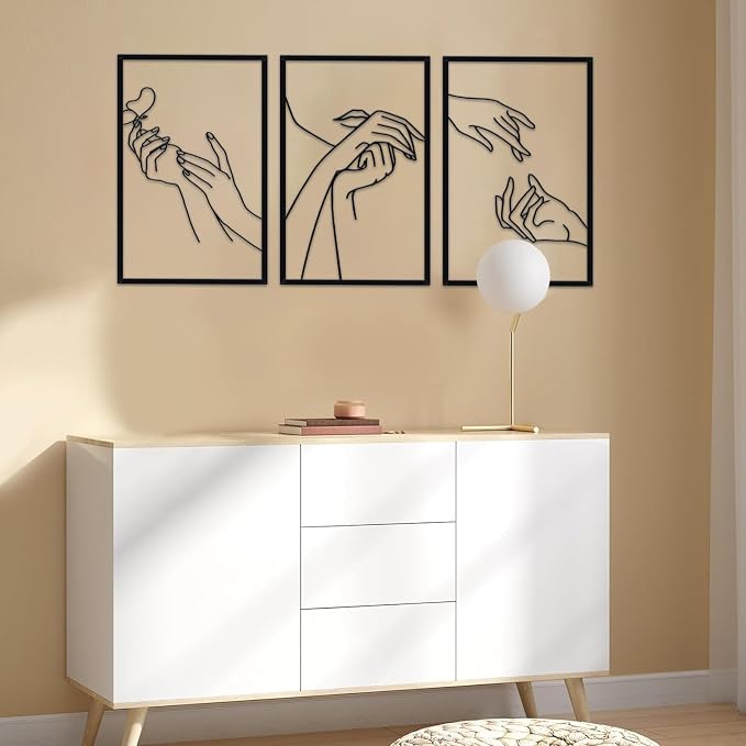 Resama Nail Room Wall Decor Nail Salon Wall Art and Accessories | Black Metal Space Decortionsfor Hand Body Care Store, Bathroon Bedroom Living Room Wall Hanging Sculptures Indoor