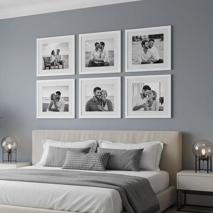 16x16 Picture Frame-White,12x12 Mat,Engineered Wood,Polished Plexiglass