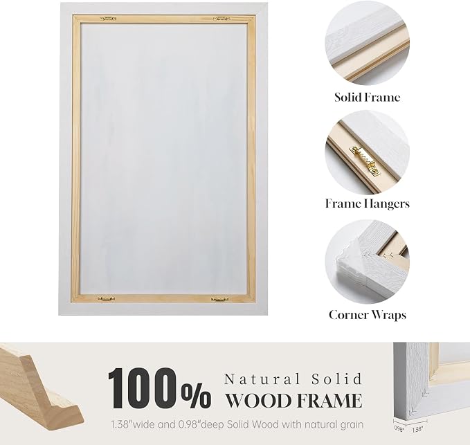 Large Framed Blue Gold Abstract Canvas Wall Art Decor Set of 2, 24x30 In | Glitter, Modern paintings, Light Blue, Gold details, Minimalist pictures, Wood frame, Living room, Dining room wall decor