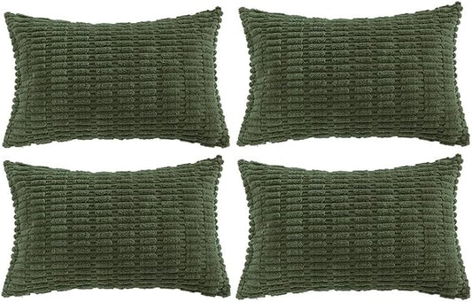 Fancy Homi 4 Packs Decorative Throw Pillow Covers for Living Room Couch Bed, Modern Farmhouse Boho Home Décor Accent Cushion Case, 24" x 16", Olive Green