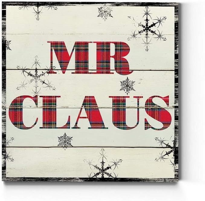 Renditions Gallery Canvas Wall Art for Christmas Decorations Mr Santa Claus Texture Abstract Artwork for Living Room Home Kitchen Wall Decor - 10"X10" LT05