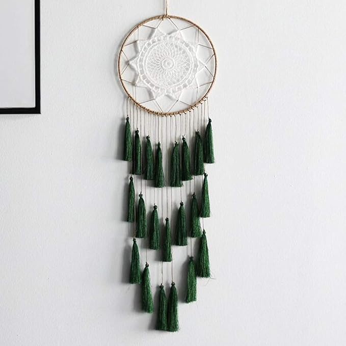 Artilady Macrame Dream Catcher Wall Hanging, Large Boho Green Room Decor