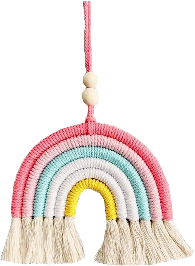1PCS Colorful Rainbow Wall Decor - Handmade Weaving Ornament Pendant Decoration Wall Decor Hanging Home Decoration (Yellow)