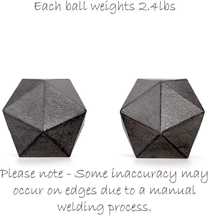 Ambipolar Geometric Decorative Ball Shaped Bookends, Modern Cast Iron Black Bookends for Office Desk, Book Shelf, Room Decor, Home Office, Book Stand or Organizer, Set of 2. Antique Black