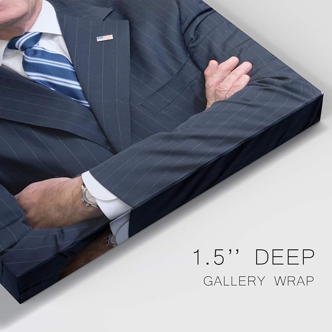 Renditions Gallery Joe Biden Presidental Portrait Wall Art, Premium Gallery Wrapped Canvas Decor, Ready to Hang, 27 in H x 16 in W, Made in America Print