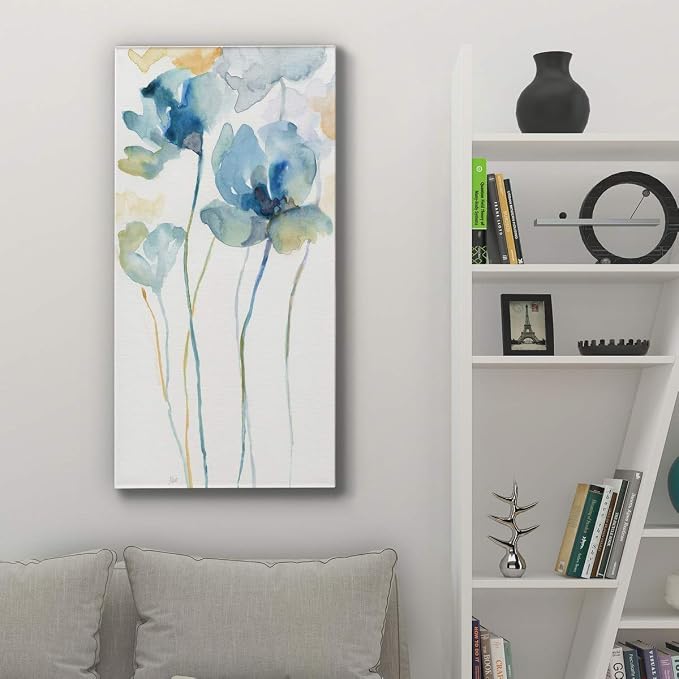 Renditions Gallery Canvas Floral Wall Art Modern Paintings Decorations Colorful Stem Wildflowers Botanical Romantic Wall Hanging Canvas Artwork for Bedroom Office Kitchen - 20"x40" LT43