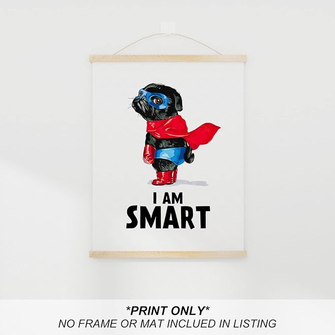 heilkee Funny Dog Wall Art Prints Inspirational Quote Posters for Kids Super Hero Room Decor for Boys Room Nursery Bedroom Pictures Set of 4(UNFRAMED 8x10in)