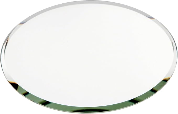 Plymor 4 inch Round, 3mm Thick, Beveled Glass Mirror Circle, Pack of 2 | Table display, centerpieces, mosaics, crafts & DIY; highly reflective silvered glass