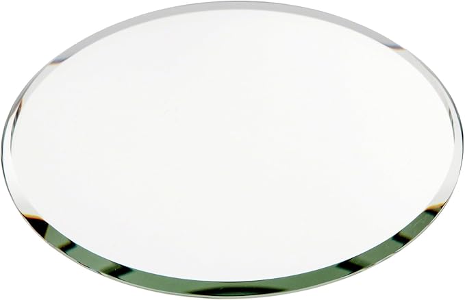 Plymor 4 inch Round, 3mm Thick, Beveled Glass Mirror Circle | Table display, centerpieces, mosaics, crafts & DIY; highly reflective silvered glass