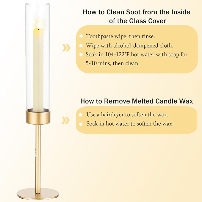 Romadedi Glass Hurricane Candle Holders for Candlestick, Gold, Set of 3