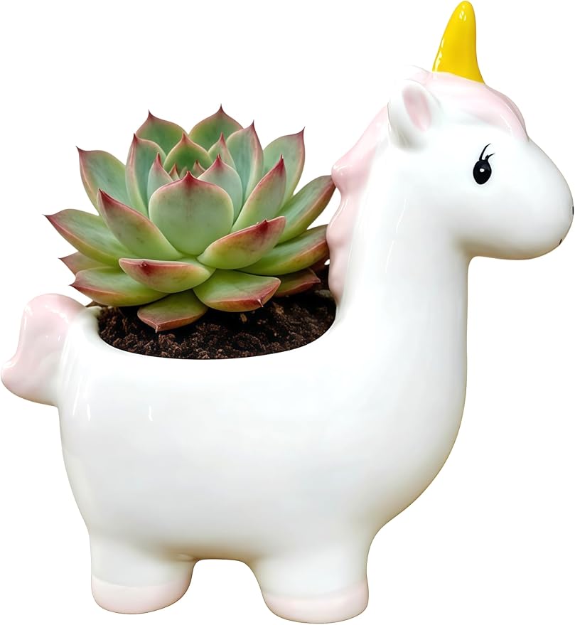 Cuteforyou Succulent Pots,Cute Animal Shaped Cartoon Ceramic Succulent Cactus Flower Planters -Plant Not Included，Horse