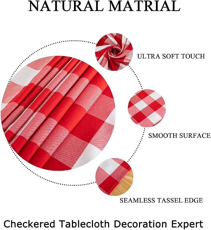 ShinyBeauty Checked Tablecloth Rectangle 54x80-Inch Red and White Buffalo Plaid Tablecloths Cotton Table Cover Gingham Table Cloths for Dining Rustic Lattice Tablecloth Buffalo Check Table Cloth