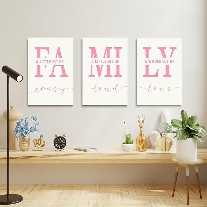GUBIYU Home Wall Decor, Pink Love Framed Canvas Farmhouse Signs with Sayings 'A Whole Lot Of Love' Inspirational Wall Sign for Living Room, Bedroom, Kitchen, Dining Room 20" x 28"