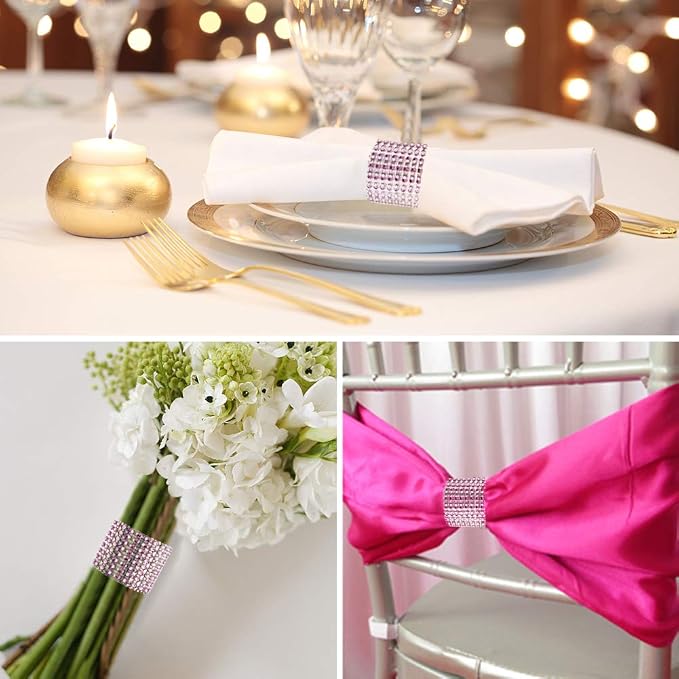Accmor 100pcs Napkin Rings, Pink Napkin Rings Buckles | Napkin Rings for Table Decorations, Wedding, Dinner, Party, DIY Decoration