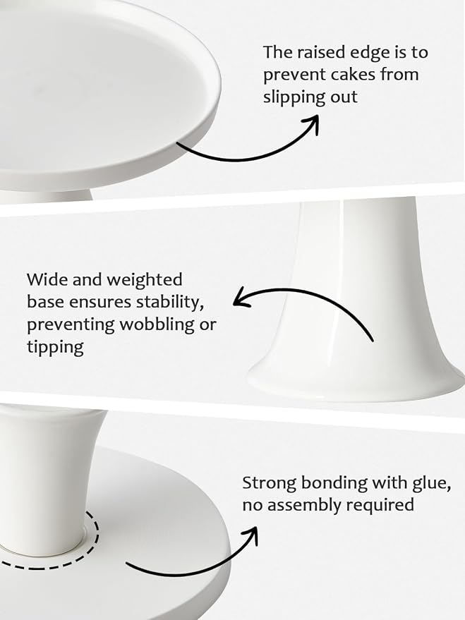 7.8 Inch Small Cake Stand, White Ceramic Cake Holder, Round Dessert Stand for Cupcake, Cookie, Pie, Fruit, Cake Plate for Party, Wedding, Birthday, Baby Shower, Decorative Display Pedestal Stand Tray