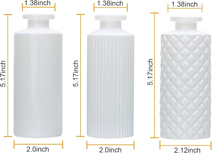 Glass Bud Vase Set in Bulk, 9pcs Mini White Vintage Flower Vases | Vases for Wedding,White Relief Small Vase for Centerpieces,Home Table Flower Decor, Party Decorations