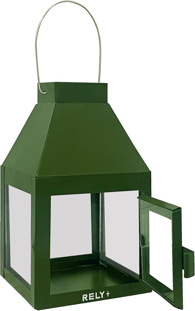 Metal Lantern Candle Holder for Indoor & Outdoor Decor, Hanging Tealight Candle Holders for Wedding, Party, Decorations - Modern Home Decor, 5.5 Inch (Green Color)