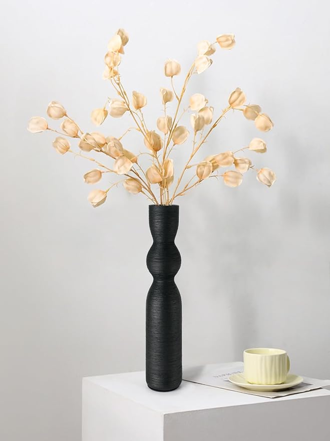 Flower Vase 14.8 ""Tall Black Ceramic Vase, Pampas Grass Vase for Home Decor, Vases for Flowers for Farmhouse, Modern Minimalist Style Vases for Office Decoration, Centerpieces