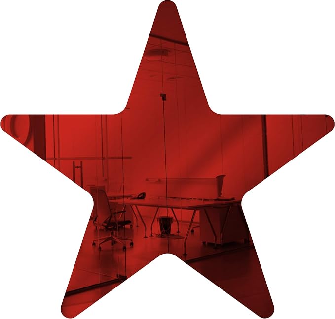 Marketing Holders Acrylic Mirror 9” Light Red Star Mirror Flat DIY Smooth Edge Plexiglass Tiles Thick .118 3MM Galaxy Decor for Holidays Event and Venue Planners Science Museums Boutiques