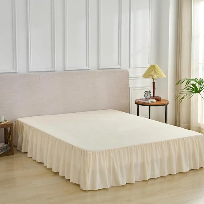 Bed Skirt Full Size Ruffled Bed Skirt, 14'' Full Dust Ruffle Bed Skirts | With Split Corners, Dust Ruffle with Platform, Microfiber, Breathable, Soft, Easy Fit, Beige