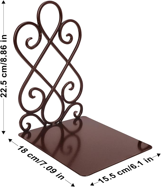 Anwenk Vintage Bookends Book Ends Bronze Heavy Duty Book Holders Long Base Luxury Art Retro Antique Style, w/Felt Pads to Protect Bookshelf Bookcase, Bronze