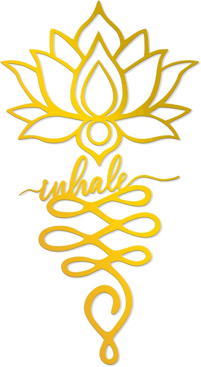 Xedatric 2 Piece Metal Lotus Wall Decor for Yoga Gold | For Yoga Living Room or Office Gold Solid Metal 2 Sizes 12.9 x 10.7 and 10.4 x 13.6 inch Flexible Layout