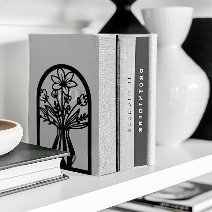 Peacoblue 5.3"x4.3"x7.9" Metal Bookends, Heavy Duty Book Ends for Shelves