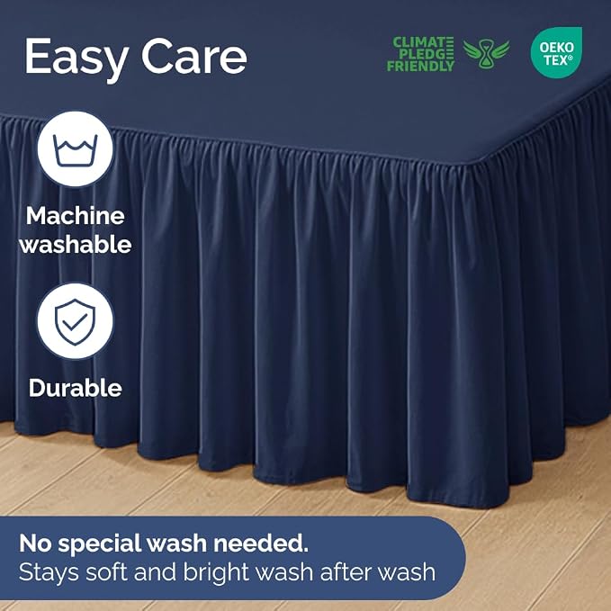 Bedskirt Twin Size Ruffle - Ruffled Bed Skirt - 12 Inch Drop - Navy | Bedskirt with Platform, Ultra-Soft Premium Hotel Quality, Wrinkle Free, Fade & Shrink Resistant, for Women, Men, Kids & Teens