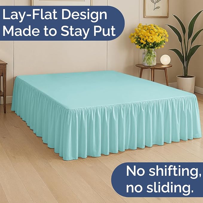 Bedskirt Full Size Ruffle - Ruffled Bed Skirt - 12 Inch Drop - Spa Blue | Bedskirt with Platform, Ultra-Soft Premium Hotel Quality, Wrinkle Free, Fade & Shrink Resistant, for Women, Men, Kids & Teens