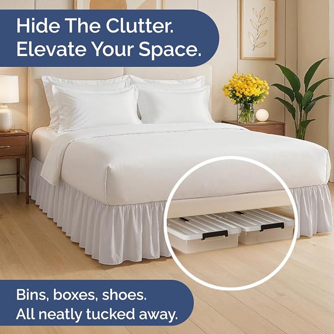 Bedskirt Full Size Ruffle - Ruffled Bed Skirt - 12 Inch Drop - Light Grey | Bedskirt with Platform, Ultra-Soft Premium Hotel Quality, Wrinkle Free, Fade & Shrink Resistant, for Women, Men, Kids & Teens