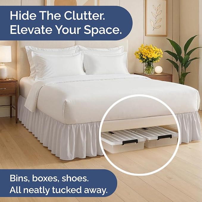 Bedskirt Full Size Ruffle - Ruffled Bed Skirt - 12 Inch Drop - Light Grey | Bedskirt with Platform, Ultra-Soft Premium Hotel Quality, Wrinkle Free, Fade & Shrink Resistant, for Women, Men, Kids & Teens