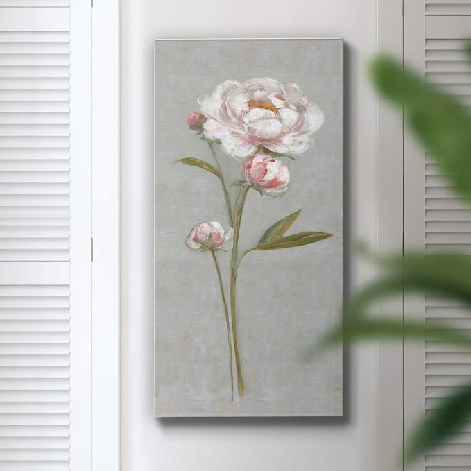 Renditions Gallery Canvas Nature Wall Art Modern Paintings Decorations Magical Pink Peony Romantic Canvas Artwork Wall Hanging Glam Prints for Bedroom Office Kitchen - 20"x40" LT43